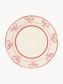 Assiette plate peinte à la main Bow, Céramique, Blanc crème, rose pâle, rouge, Ø 29 cm