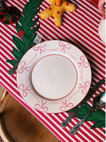 Piatto piano natalizio fatto a mano Bow, Ceramica, Bianco crema, rosa chiaro, rosso, Ø 29 cm