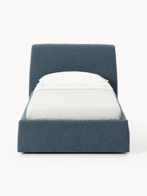 Letto singolo in bouclé con contenitore Cloud, Rivestimento: bouclé (80% poliestere, 2, Piedini: legno di betulla laccato , Bouclé grigio-blu, Larg. 90 x Lung. 200 cm