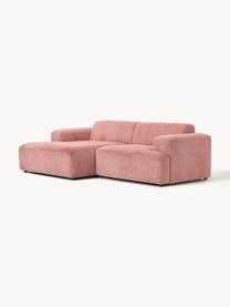 Cord-Ecksofa Melva (3-Sitzer), Bezug: Cord (92% Polyester, 8% P, Gestell: Massives Kiefernholz, Spa, Füße: Kunststoff Dieses Produkt, Cord Altrosa, B 238 x T 143 cm, Eckteil links