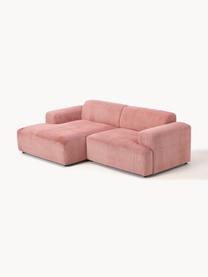 Cord-Ecksofa Melva (3-Sitzer), Bezug: Cord (92% Polyester, 8% P, Gestell: Massives Kiefernholz, Spa, Füße: Kunststoff Dieses Produkt, Cord Altrosa, B 238 x T 143 cm, Eckteil links