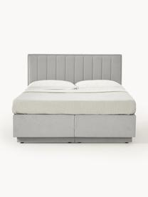 Boxspringbett Livia mit Stauraum, Matratze: 5-Zonen-Taschenfederkern, Webstoff Hellgrau, B 180 x L 200 cm, Härtegrad H2