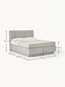 Boxspringbed Livia met opbergruimte, Matras: 5-zones pocketvering, Geweven stof lichtgrijs, B 180 x L 200 cm, hardheidsgraad H2