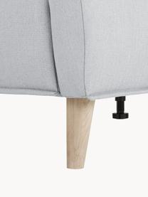 Letto imbottito con piedini in legno Moon, Rivestimento: poliestere (materiale str, Tessuto grigio chiaro, Larg. 140 x Lung. 200 cm