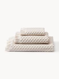 Lot de serviettes de bain texturées Juniper, tailles variées, Blanc cassé, nougat, 3 éléments (1 serviette invité, 1 serviette de toilette et 1 drap de bain)