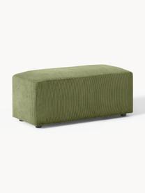 Pouf en velours côtelé Melva, larg. 99 x prof. 42 cm, Velours côtelé vert olive, larg. 99 x prof. 42 cm