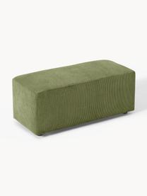 Pouf en velours côtelé Melva, larg. 99 x prof. 42 cm, Velours côtelé vert olive, larg. 99 x prof. 42 cm