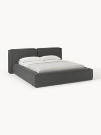 Cama tapizada Lennon, con espacio de almacenamiento, Tapizado: 100% poliéster Alta resis, Estructura: madera de pino maciza, ma, Patas: madera, plástico Este pro, Tejido gris antracita, An 248 x L 243 cm (colchón 180 x 200 cm)