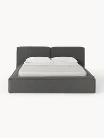 Letto imbottito con contenitore Lennon, Rivestimento: 100% poliestere Il rivest, Struttura: legno di pino massiccio, , Piedini: legno, plastica Questo pr, Tessuto antracite, Larg. 248 x Lung. 243 cm (superfice 180 x 200 cm)