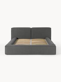 Cama tapizada Lennon, con espacio de almacenamiento, Tapizado: 100% poliéster Alta resis, Estructura: madera de pino maciza, ma, Patas: madera, plástico Este pro, Tejido gris antracita, An 248 x L 243 cm (colchón 180 x 200 cm)