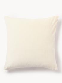 Housse de coussin 50x50 en velours avec motif tufté Darva, 100 % velours de coton, Blanc crème, larg. 50 x long. 50 cm