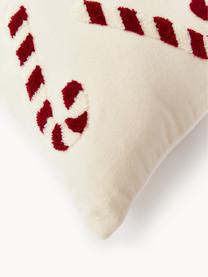 Samt-Kissenhülle Darva mit getuftetem Zuckerstangen-Muster, 100 % Baumwollsamt, Cremeweiß, B 50 x L 50 cm