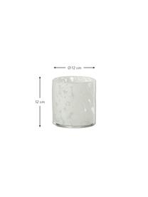 Portalumino bianco maculato Hurricane, Vetro, Bianco trasparente, Ø 12 x Alt. 12 cm