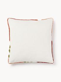 Housse de coussin 45x45 décorative Coraline, 100 % coton, Tons rouges, vert, blanc crème, larg. 45 x long. 45 cm