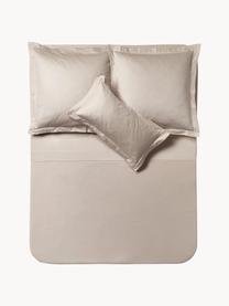 Drap plat en satin de coton Premium, Beige, larg. 240 x long. 280 cm