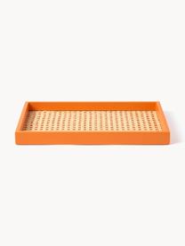 Deko-Tablett Carina mit Wiener Geflecht, Ablagefläche: Rattan, Rand: Mitteldichte Holzfaserpla, Orange, B 35 x T 25 cm