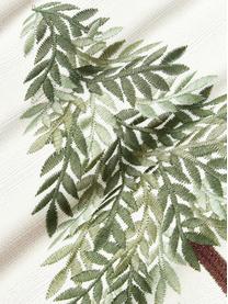 Winterlich bestickte Kissenhülle Imala mit Quasten, 95 % Polyester, GRS-Zertifiziert, 5 % Nylon, Off White, Grün, B 45 x L 45 cm