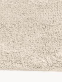 Handgetufte katoenen loper Bina met ruitjesmotief en franjes, Beige, B 80 x L 250 cm