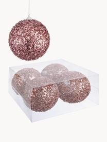 Kerstballen Christie, 4 stuks, Polyschuim, Roze, Ø 10 cm