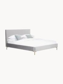 Gestoffeerd fluwelen bed Peace, Bekleding: polyester fluweel, Frame: massief grenenhout en pla, Poten: gepoedercoat metaal Dit p, Fluweel lichtgrijs, B 140 x L 200 cm