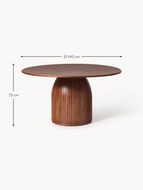 Table ronde avec pied strié Nelly, tailles variées, Chêne brun foncé laqué, Ø 115 cm