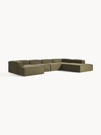 Sofá rinconera modular Lennon, Tapizado: 100% poliéster Alta resis, Estructura: madera contrachapada de p, Patas: plástico Este producto es, Tejido verde oliva, An 418 x F 269 cm, chaise longue izquierda