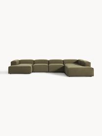 Sofá rinconera modular Lennon, Tapizado: 100% poliéster Alta resis, Estructura: madera contrachapada de p, Patas: plástico Este producto es, Tejido verde oliva, An 418 x F 269 cm, chaise longue izquierda