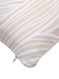 Housse de coussin 45x45 coton bio Korey, 100 % coton bio, certifié GOTS, Beige, blanc, larg. 45 x long. 45 cm