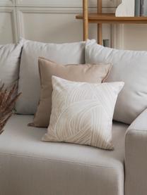 Housse de coussin 45x45 coton bio Korey, 100 % coton bio, certifié GOTS, Beige, blanc, larg. 45 x long. 45 cm