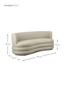 Sofá en tejido bouclé de diseño Solomon (3 plazas), Tapizado: 100% poliéster Alta resis, Tapizado: relleno de espuma, Estructura: madera de abeto maciza, m, Patas: plástico, Bouclé verde salvia, An 193 x Al 92 cm