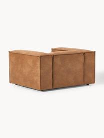 Fauteuil Lennon van gerecycled leer, Bekleding: gerecycled leer (70% leer, Frame: massief hout, multiplex, Poten: kunststof Dit product is , Leer bruin, B 130 x H 101 cm