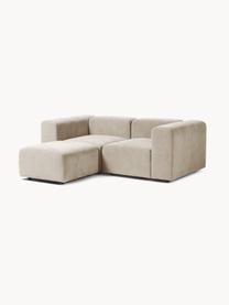 Modulares Sofa Lena (3-Sitzer) mit Hocker, Bezug: Webstoff (88% Polyester, , Gestell: Kiefernholz, Schichtholz,, Füße: Kunststoff, Webstoff Hellbeige, B 209 x T 181 cm