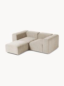 Canapé modulable 3 places avec pouf Lena, Tissu beige clair, larg. 209 x prof. 181 cm