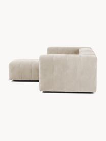 Modulares Sofa Lena (3-Sitzer) mit Hocker, Bezug: Webstoff (88% Polyester, , Gestell: Kiefernholz, Schichtholz,, Füße: Kunststoff, Webstoff Hellbeige, B 209 x T 181 cm