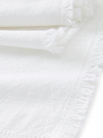 Katoenen tafelloper Hilma met franjes, 100% katoen, Wit, 40 x 140 cm