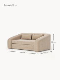 Divano letto 2 posti Eliot, Rivestimento: 88% poliestere, 12% nylon, Piedini: plastica, Tessuto beige, Larg. 180 x Prof. 100 cm