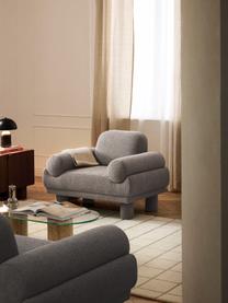 Bouclé fauteuil Lilo, Poten: kunststof, gevoerd Dit pr, Bouclé grijs, B 107 x D 83 cm