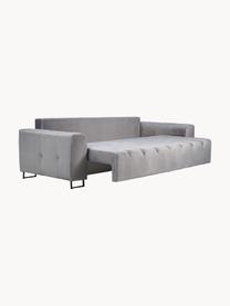 Sofa rozkładana z aksamitu z miejscem do przechowywania Byron (3-osobowa), Tapicerka: aksamit poliestrowy Dzięk, Nogi: metal lakierowany, Jasnoszary aksamit, S 250 x G 105 cm