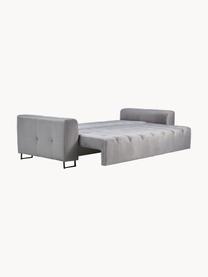 Sofa rozkładana z aksamitu z miejscem do przechowywania Byron (3-osobowa), Tapicerka: aksamit poliestrowy Dzięk, Nogi: metal lakierowany, Jasnoszary aksamit, S 250 x G 105 cm