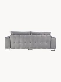 Sofa rozkładana z aksamitu z miejscem do przechowywania Byron (3-osobowa), Tapicerka: aksamit poliestrowy Dzięk, Nogi: metal lakierowany, Jasnoszary aksamit, S 250 x G 105 cm