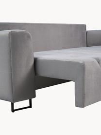 Canapé convertible 3 places avec rangement Byron, Velours gris clair, larg. 250 x prof. 105 cm