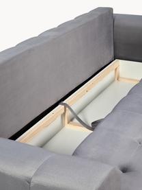 Canapé convertible 3 places avec rangement Byron, Velours gris clair, larg. 250 x prof. 105 cm