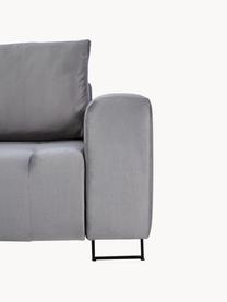 Sofa rozkładana z aksamitu z miejscem do przechowywania Byron (3-osobowa), Tapicerka: aksamit poliestrowy Dzięk, Nogi: metal lakierowany, Jasnoszary aksamit, S 250 x G 105 cm