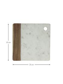 Tabla de cortar de mármol Idli, Mármol, madera de acacia, Blanco, acacia, L 25 x An 25 cm