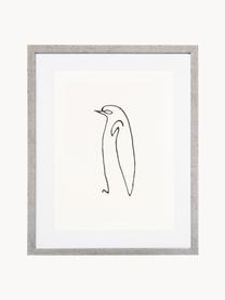 Gerahmter Digitaldruck Picasso's Pinguin, Bild: Digitaldruck, Rahmen: Kunststoff, Antik-Finish, Front: Glas, Schwarz, Weiß, B 40 x H 50 cm