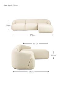 Narożna sofa modułowa Sofia, Tapicerka: 100% polipropylen Dzięki , Stelaż: lite drewno sosnowe, płyt, Nogi: tworzywo sztuczne, Kremowobiała tkanina, S 278 x G 174 cm, lewostronna