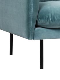 Sofa narożna z aksamitu Moby, Tapicerka: aksamit (wysokiej jakości, Stelaż: lite drewno sosnowe z cer, Nogi: metal malowany proszkowo, Petrol aksamit, S 280 x G 160 cm, lewostronna