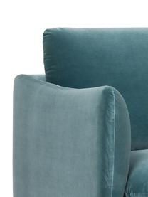 Sofa narożna z aksamitu Moby, Tapicerka: aksamit (wysokiej jakości, Stelaż: lite drewno sosnowe z cer, Nogi: metal malowany proszkowo, Petrol aksamit, S 280 x G 160 cm, lewostronna