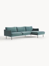 Samt-Ecksofa Moby, Bezug: Samt (Hochwertiger Polyes, Gestell: Massives Kiefernholz, Bir, Samt Petrol, B 280 x T 160 cm, Eckteil rechts