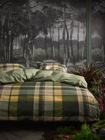 Dubbelzijdige fllanellen dekbedovertrek Marillyn, Weeftechniek: flanel, Groentinten, geel, rozetinten, 260 x 220 cm